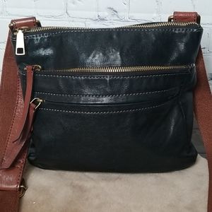Fossil balck and brown crossbody bag